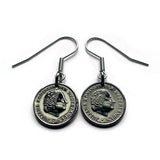 1957 Netherlands Nederland 10 Cents coin drop dangle earrings Dutch Queen Juliana Holland Amsterdam Utrecht Rotterdam Hague Eindhoven Groningen Tilburg Leiden Nederlanden Groningen Almere Stad Breda Nijmegen Gouda e000675