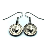 1957 Netherlands Nederland 10 Cents coin drop dangle earrings Dutch Queen Juliana Holland Amsterdam Utrecht Rotterdam Hague Eindhoven Groningen Tilburg Leiden Nederlanden Groningen Almere Stad Breda Nijmegen Gouda e000675