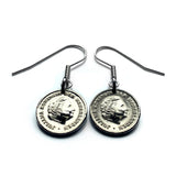 1957 Netherlands Nederland 10 Cents coin drop dangle earrings Dutch Queen Juliana Holland Amsterdam Utrecht Rotterdam Hague Eindhoven Groningen Tilburg Leiden Nederlanden Groningen Almere Stad Breda Nijmegen Gouda e000675