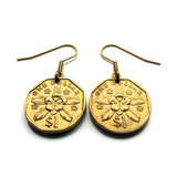 1995 Singapore Singapura 1 Dollar coin dangle & drop earrings jewelry Rosy Periwinkle Blossom flower Lion City Bedok Tampines Jurong West Sengkang Woodlands e000668