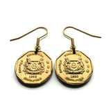 1995 Singapore Singapura 1 Dollar coin dangle & drop earrings jewelry Rosy Periwinkle Blossom flower Lion City Bedok Tampines Jurong West Sengkang Woodlands e000668