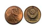 1983 USSR Soviet Union CCCP communist Russia 2 Kopeks coin pendant hammer & sickle socialist Moscow Saint Petersburg Yekaterinburg Kazan Sochi Lenin Stalin Marx Tatars Novosibirsk Novgorod Bolsheviks proletariat working class Kremlin Red Square n000361