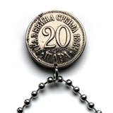 1883 Serbia 20 Para coin jewelry Serbian cross double headed eagle Belgrade Novi Sad Niš Zlatibor Prizren Sokobanja Nišava Saint Sava Bačka Balkans South Slavic Nemanjić dynasty Yugoslavia n002189