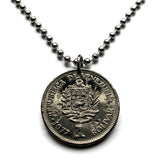 1989 Venezuela 1 Bolivar coin pendant necklace jewelry white horse Palomo Caracas Simón Bolívar Maracaibo Valencia pendant Barquisimeto Ciudad Guayana Maturín Barcelona Maracay Cumaná Barinas Miranda San Cristóbal n001101