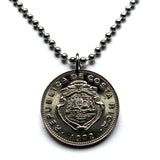 1954 Costa Rica 1 Colon coin pendant escudo Costarricense San Jose Puerto Limón Alajuela Liberia Puntarenas San Vicente Barranca ticos América Central Heredia Cinco Esquinas Desamparados Tamarindo Arenal Cartago Puntarenas Cocos Poás Nicoya n003897