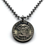 1964 Ecuador 10 Centavos coin pendant escudo Ecuatoriano Guayaquil Quito Cuenca Machala Manta Portoviejo Esmeraldas Ambato Chimborazo Guayas Eloy Alfaro Ibarra Los Ríos Azuay Tungurahua Cotopaxi Loja Imbabura Riobamba Pichincha Manabí Quevedo n003898