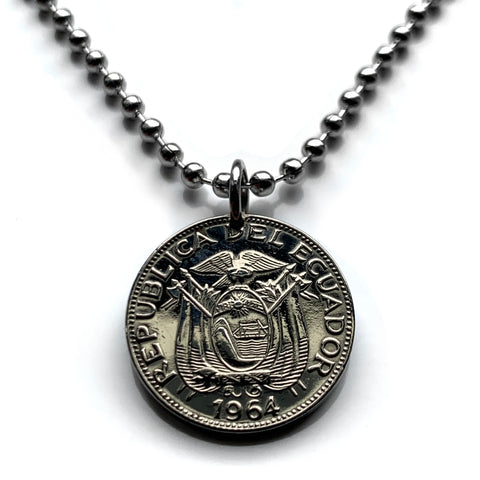 1964 Ecuador 10 Centavos coin pendant escudo Ecuatoriano Guayaquil Quito Cuenca Machala Manta Portoviejo Esmeraldas Ambato Chimborazo Guayas Eloy Alfaro Ibarra Los Ríos Azuay Tungurahua Cotopaxi Loja Imbabura Riobamba Pichincha Manabí Quevedo n003898