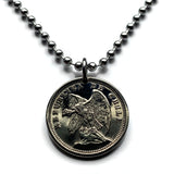 1940 Chile 10 Centavos coin pendant necklace condor Andino Santiago Concepcion Viña del Mar Mapuche Valparaiso Atacama Valdivia Antofagasta Rancagua Coquimbo Temuco Tarapaca Patagonia n000722