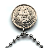 1940 Chile 10 Centavos coin pendant necklace condor Andino Santiago Concepcion Viña del Mar Mapuche Valparaiso Atacama Valdivia Antofagasta Rancagua Coquimbo Temuco Tarapaca Patagonia n000722