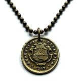 1947 Costa Rica 10 Cent coin pendant escudo Costarricense San Jose Puerto Limón Alajuela Liberia Puntarenas San Vicente Barranca ticos América Central Heredia Cinco Esquinas Desamparados Tamarindo Arenal Cartago Puntarenas Cocos Poás Nicoya n002930