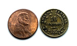 1947 Costa Rica 10 Cent coin pendant escudo Costarricense San Jose Puerto Limón Alajuela Liberia Puntarenas San Vicente Barranca ticos América Central Heredia Cinco Esquinas Desamparados Tamarindo Arenal Cartago Puntarenas Cocos Poás Nicoya n002930
