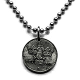 1944 Sweden Sverige 1 Ore coin pendant necklace jewelry Swedish 3 crowns initial G Tre Kroner Stockholm Uppsala Malmo Swedes Gothenburg Vasteras Helsingborg Norrkoping Nordic Scandinavian Viking Norse Baltic n001210