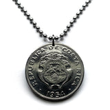 1954 Costa Rica 1 Colon coin pendant escudo Costarricense San Jose Puerto Limón Alajuela Liberia Puntarenas San Vicente Barranca ticos América Central Heredia Cinco Esquinas Desamparados Tamarindo Arenal Cartago Puntarenas Cocos Poás Nicoya n003351