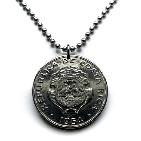1954 Costa Rica 1 Colon coin pendant escudo Costarricense San Jose Puerto Limón Alajuela Liberia Puntarenas San Vicente Barranca ticos América Central Heredia Cinco Esquinas Desamparados Tamarindo Arenal Cartago Puntarenas Cocos Poás Nicoya n003351