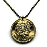 1992 Greece Hellas 100 Drachmes coin pendant necklace fashion jewelry Alexander the Great Star of Vergina Hellenic war king of Macedonia Attica Rhodes Crete Sparta Athens Santorini Thebes Pella Delphi Argos n001089