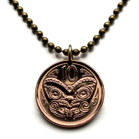 2006 Neuseeland 10 Cent Münze Anhänger Halskette Schmuck Maori Koruru Maske Wellington Haus Wächter Nord Südinsel Kiwi Haka Tanz Zunge n000171