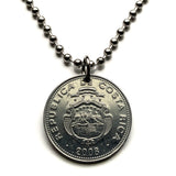 2008 Costa Rica 5 Colones coin pendant escudo Costarricense San Jose Puerto Limón Alajuela Liberia Puntarenas San Vicente Barranca ticos América Central Heredia Cinco Esquinas Desamparados Tamarindo Arenal Cartago Puntarenas Cocos Poás Nicoya n002947