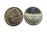 2008 Costa Rica 5 Colones coin pendant escudo Costarricense San Jose Puerto Limón Alajuela Liberia Puntarenas San Vicente Barranca ticos América Central Heredia Cinco Esquinas Desamparados Tamarindo Arenal Cartago Puntarenas Cocos Poás Nicoya n002947