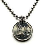 1993 Slovakia Slovensko 10 Halierov coin pendant Carpathian wooden belfry church Vlkolinec Kozuchovce Kosice Bratislava Presov Nitra n003909