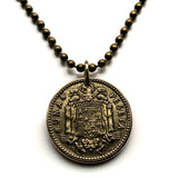 1947 or 1953 Spain España 1 Peseta coin pendant necklace jewelry escudo Español Madrid Barcelona Murcia Asturias Cataluña España Las Palmas Vigo Gijón Ibiza Oviedo n001696