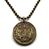 1947 or 1953 Spain España 1 Peseta coin pendant necklace jewelry escudo Español Madrid Barcelona Murcia Asturias Cataluña España Las Palmas Vigo Gijón Ibiza Oviedo n001696