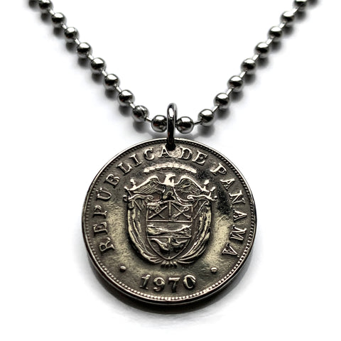 1970 Panama 5 Centavos coin pendant necklace jewelry escudo Panameño Panama City San Miguelito Las Cumbres La Chorrera Tocumen Pacora Arraiján David Vista Alegre Santiago de Veraguas Colón Tocumen Santiago Chilibre n001213