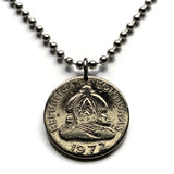 1972 Honduras 5 Centavos coin pendant necklace jewelry pirámide Lempira Lenca Tegucigalpa Choluteca masonic eye Yoro Olancho El Paraíso Atlántida Copán La Ceiba San Pedro Sula Choloma Comayagua Centroamérica n003903