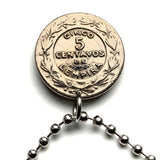 1972 Honduras 5 Centavos coin pendant necklace jewelry pirámide Lempira Lenca Tegucigalpa Choluteca masonic eye Yoro Olancho El Paraíso Atlántida Copán La Ceiba San Pedro Sula Choloma Comayagua Centroamérica n003903