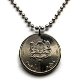 2016 Morocco Maroc 1 Dirham coin pendant Moroccan lions pentagram star Casablanca Rabat Marrakesh Fez Chefchaouen Tangier Maghrebi Arabic Derdja Berbers Moors African Barbary Hassaniya n003916