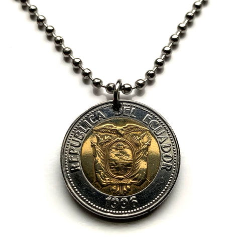 1996 Ecuador 1000 Sucres coin pendant necklace jewelry escudo Ecuatoriano Quito Cuenca Ibarra Los Ríos Azuay Tungurahua Cotopaxi Imbabura Sucumbíos n001601