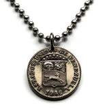 1965 Venezuela 50 Céntimos moneda colgante collar joyería Simón Bolívar caballo blanco Palomo Caracas Maracaibo Valencia colgante Barquisimeto Ciudad Guayana Maturín Barcelona Maracay Cumaná Barinas Miranda San Cristóbal n000480