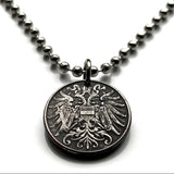 1918 Austria Osterreich 2 Heller coin pendant double headed eagle Vienna Salzburg Habsburg Graz Linz Innsbruck Wien Wels Villach Tyrol Styria Sölden Ischgl Heurigen World War 1 n000276