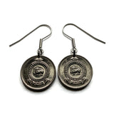 1963 Ceylon Sri Lanka 25 Cent coin earrings golden lion kastane sword Blue Lotus Sinha flag Sinhalese Colombo Kaduwela Maharagama Kesbewa Dehiwala Lavinia Moratuwa Negombo Kotte Kalmunai Kandy Galle Buddhism Sigiriya Lion Rock fortress e000671