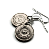 1963 Ceylon Sri Lanka 25 Cent coin earrings golden lion kastane sword Blue Lotus Sinha flag Sinhalese Colombo Kaduwela Maharagama Kesbewa Dehiwala Lavinia Moratuwa Negombo Kotte Kalmunai Kandy Galle Buddhism Sigiriya Lion Rock fortress e000671