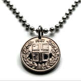 1967 Iceland Ísland 25 Aurar coin pendant Nordic cross Reykjavík Landvættir saga Griðungur Gammur Dreki Bergrisi Vík Skógar Grindavík n001597