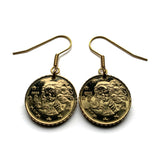 Italy 10 Euro Cent coin earrings Birth of Venus Italian renaissance painting Sandro Botticelli  Uffizi Gallery Simonetta Vespucci Florence Tuscany Ponte Vecchio Medici Siena San Gimignano Rome Milan Venice Napoli Verona Perugia Modena Madonna e000050