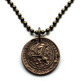 1877 Netherlands Nederland 1 Cent coin pendant Dutch lion Holland Amsterdam Utrecht Rotterdam The Hague Leiden Eindhoven De Wallen Groningen Almere Stad Breda Haarlem Nijmegen Gouda Delft Low Countries Tilburg Ajax Dam Square Arnhem Enschede n000445