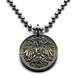 1894 Austria Osterreich 10 Heller coin pendant necklace jewelry Austrian eagle Habsburg Vienna Linz Österreicher Schönbrunn Palace Sankt Pölten Styria Mozart n000305