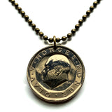 1986 Norway Norge 10 Kroner coin pendant Royal Norwegian Order of Chivalry Saint Olav Livery collar initial O Oslo Bergen Stavanger Sandnes Nynorsk Bokmal Trondheim Drammen Fredrikstad Sarpsborg Porsgrunn Skien Viking Scandinavia Nordic Norse n001573