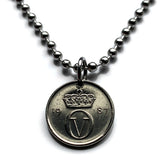 1987 Norway Norge 10 Ore coin pendant Norwegian crown initial O Oslo Bergen Stavanger Sandnes Trondheim Drammen Bokmal Nynorsk Norsk n002075