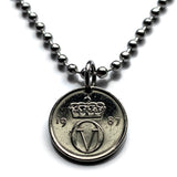 1987 Norway Norge 10 Ore coin pendant Norwegian crown initial O Oslo Bergen Stavanger Sandnes Trondheim Drammen Bokmal Nynorsk Norsk n002075