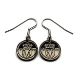 1977 Norway Norge 10 Ore coin earrings Norwegian crown initial O Oslo Bergen Stavanger Sandnes Trondheim Drammen Bokmal Nynorsk e000676