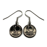 1977 Norway Norge 10 Ore coin earrings Norwegian crown initial O Oslo Bergen Stavanger Sandnes Trondheim Drammen Bokmal Nynorsk e000676