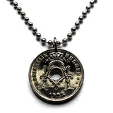 1925 Belgium 10 Centimes coin pendant initial A Brussels Antwerp Bruges Ghent Mons Flanders Flemish Ostend Dinant Ardennes French n003243