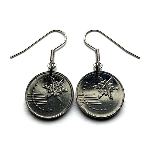 2012 Malaysia 10 Sen coin dangle & drop earrings Malay Mah Meri tribe plant weaving pattern hibiscus flower Kuala Lumpur Klang Valley Merdeka Square Bukit Bintang Istana Negara Petaling Jaya Bukit Nanas Damansara Mont Kiara Sri Hartamas Taman e000678