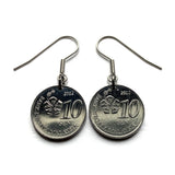 2012 Malaysia 10 Sen coin dangle & drop earrings Malay Mah Meri tribe plant weaving pattern hibiscus flower Kuala Lumpur Klang Valley Merdeka Square Bukit Bintang Istana Negara Petaling Jaya Bukit Nanas Damansara Mont Kiara Sri Hartamas Taman e000678