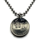 2012 Malaysia 10 Sen coin pendant Malay Mah Meri tribe plant weaving pattern hibiscus flower Kuala Lumpur Klang Valley Merdeka Square Bukit Bintang Istana Negara Petaling Jaya Bukit Nanas Damansara Mont Kiara Sri Hartamas Taman n003862