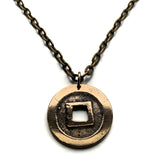 1668-1700 Japan Nippon 1 Mon cash coin pendant Kanei Tsuho Tokyo Kanji Shinjitai Shogun Kobe Fukuoka Yokohama Osaka bushido Samurai Kyoto Okinawa Kawasaki Sendai Sapporo Nagoya bunsen relic n001095_ACTIVE