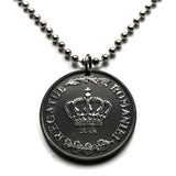 1944 Romania 20 Lei coin pendant necklace World War 2 era Romanian crown Bucharest Iasi Cluj-Napoca Timisoara Constanța Galati Wallachia Moldavia Transylvania Bran Castle Dracula's Castle Brasov Sibiu Craiova Dobrogea Peles Roman Dacia Vlachs n002839