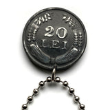 1944 Romania 20 Lei coin pendant necklace World War 2 era Romanian crown Bucharest Iasi Cluj-Napoca Timisoara Constanța Galati Wallachia Moldavia Transylvania Bran Castle Dracula's Castle Brasov Sibiu Craiova Dobrogea Peles Roman Dacia Vlachs n002839